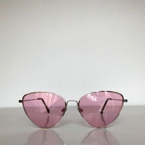 Retro Cat Eye Pink Tinted Lens Wired Sunglasses